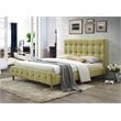 Omax Decor Wood & Fabric Upholstered Queen Platform Bed in Wheatgrass Green
