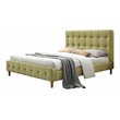 Omax Decor Wood & Fabric Upholstered Queen Platform Bed in Wheatgrass Green