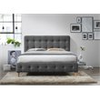 Omax Decor Wood & Fabric Upholstered Queen Platform Bed in Charcoal