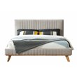 Omax Decor Sven Wood and Fabric Upholstered Queen Platform Bed in Taupe Gray