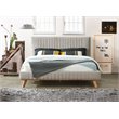 Omax Decor Sven Wood and Fabric Upholstered Queen Platform Bed in Taupe Gray