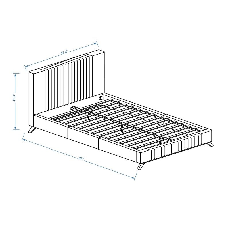 Omax Decor Sven Wood and Fabric Upholstered Queen Platform Bed in Taupe Gray