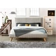 Omax Decor Sven Wood and Fabric Upholstered Queen Platform Bed in Dark Gray