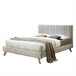 Omax Decor Sven Wood and Fabric Upholstered Queen Platform Bed in Dark Gray