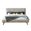 Omax Decor Sven Wood and Fabric Upholstered Queen Platform Bed in Dark Gray