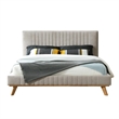 Omax Decor Sven Wood and Fabric Upholstered Queen Platform Bed in Mustard Yellow