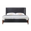 Omax Decor Harper Wood & Fabric Upholstered Queen Platform Bed in Charcoal Black