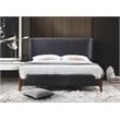 Omax Decor Harper Wood & Fabric Upholstered Queen Platform Bed in Charcoal Black