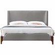 Omax Decor Harper Wood & Fabric Upholstered Queen Platform Bed in Gray
