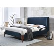 Omax Decor Harper Wood & Fabric Upholstered Queen Platform Bed in Blue