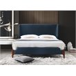 Omax Decor Harper Wood & Fabric Upholstered Queen Platform Bed in Blue