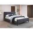 Omax Decor Spencer Wood/Fabric Upholstered Queen Platform Bed in Dark Gray