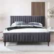 Omax Decor Spencer Wood/Fabric Upholstered Queen Platform Bed in Dark Gray