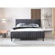 Omax Decor Spencer Wood/Fabric Upholstered Queen Platform Bed in Dark Gray
