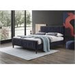 Omax Decor Spencer Wood/Fabric Upholstered Queen Platform Bed in Blue