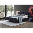 Omax Decor Spencer Wood/Fabric Upholstered Queen Platform Bed in Gray