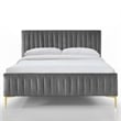 Omax Decor Julia Wood and Fabric Upholstered Queen Platform Bed in Blush Pink