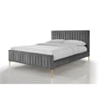 Omax Decor Julia Wood and Fabric Upholstered Queen Platform Bed in Green