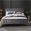 Omax Decor Julia Wood and Fabric Upholstered Queen Platform Bed in Charcoal