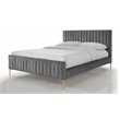 Omax Decor Julia Wood and Fabric Upholstered Queen Platform Bed in Charcoal