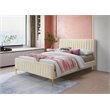 Omax Decor Julia Wood and Fabric Upholstered Queen Platform Bed in Ivory
