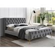 Omax Decor France Wood and Fabric Upholstered Queen Platform Bed in Charcoal