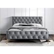 Omax Decor France Wood and Fabric Upholstered Queen Platform Bed in Charcoal