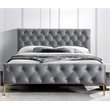 Omax Decor France Wood and Fabric Upholstered Queen Platform Bed in Charcoal