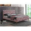 Omax Decor France Wood and Fabric Upholstered Queen Platform Bed in Blush Pink