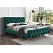Omax Decor France Wood and Fabric Upholstered Queen Platform Bed in Green