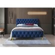 Omax Decor France Wood and Fabric Upholstered Queen Platform Bed in Blue