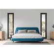Omax Decor Henry Wood and Fabric Upholstered King Platform Bed in Blue