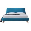 Omax Decor Henry Wood and Fabric Upholstered King Platform Bed in Blue