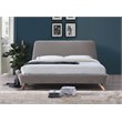 Omax Decor Henry Wood and Fabric Upholstered King Platform Bed in Gray
