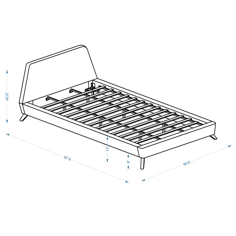 Omax Decor Henry Wood and Fabric Upholstered King Platform Bed in Gray