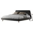 Omax Decor Henry Wood and Fabric Upholstered King Platform Bed in Dark Gray