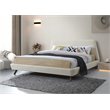 Omax Decor Henry Wood and Fabric Upholstered King Platform Bed in Beige