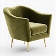 Omax Decor Nova Steel & Velvet Fabric Upholstered Accent Chair in Olive Green