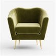 Omax Decor Nova Steel & Velvet Fabric Upholstered Accent Chair in Olive Green
