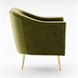 Omax Decor Nova Steel & Velvet Fabric Upholstered Accent Chair in Olive Green
