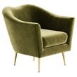Omax Decor Nova Steel & Velvet Fabric Upholstered Accent Chair in Olive Green