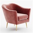 Omax Decor Nova Steel & Velvet Fabric Upholstered Accent Chair in Ash Rose Pink
