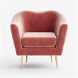 Omax Decor Nova Steel & Velvet Fabric Upholstered Accent Chair in Ash Rose Pink