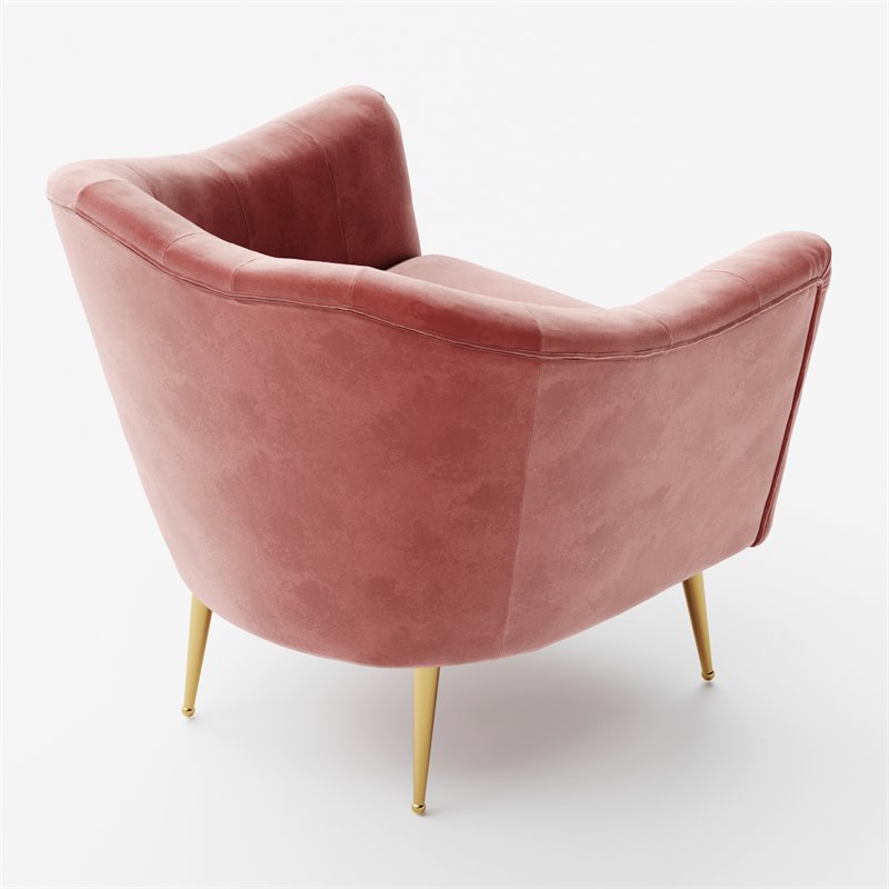 Omax Decor Nova Steel & Velvet Fabric Upholstered Accent Chair in Ash Rose Pink