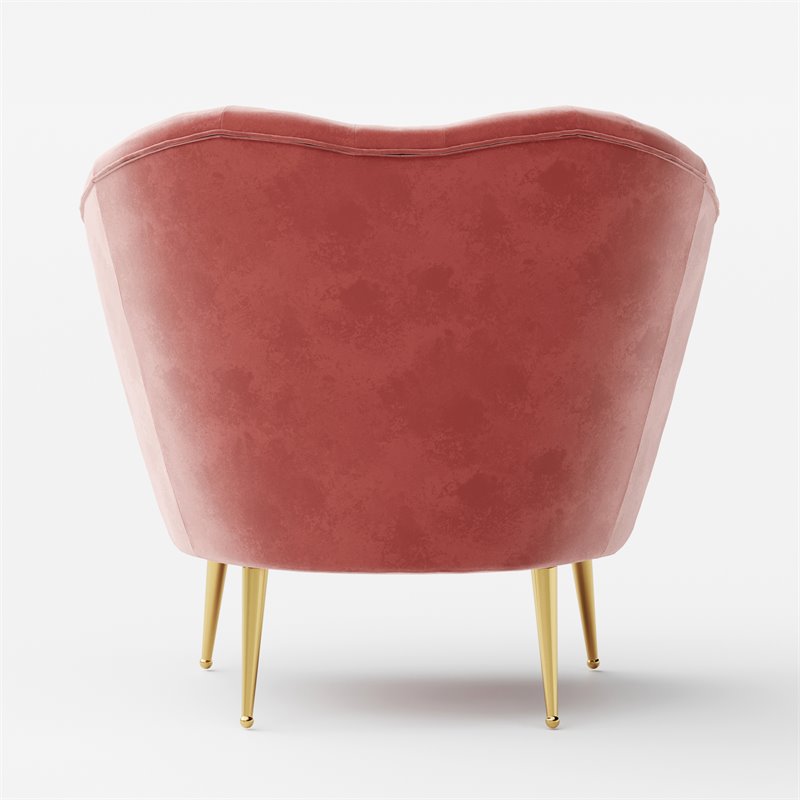 Omax Decor Nova Steel & Velvet Fabric Upholstered Accent Chair in Ash Rose Pink