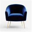 Omax Decor Julia Velvet Upholstered Accent Armchair with Gold Legs in Blue