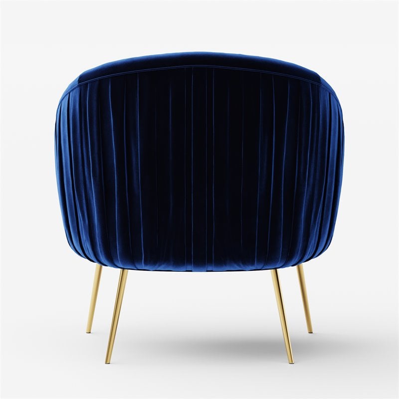 Omax Decor Julia Velvet Upholstered Accent Armchair with Gold Legs in Blue