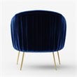 Omax Decor Julia Velvet Upholstered Accent Armchair with Gold Legs in Blue