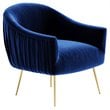 Omax Decor Julia Velvet Upholstered Accent Armchair with Gold Legs in Blue