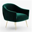 Omax Decor Julia Velvet Upholstered Accent Armchair with Gold Legs in Green
